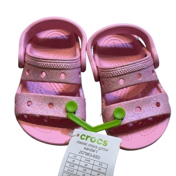 Crocs Kids Classic Glitter Sandal T Flamingo Pink Toddler Size C6 - Picture 3 of 6